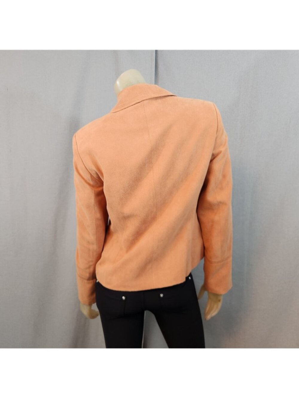 Conrad C Solid Orange Full Front Zip Long Slv Jacket Blazer Size 4 SMALL Microfi - Picture 5 of 7